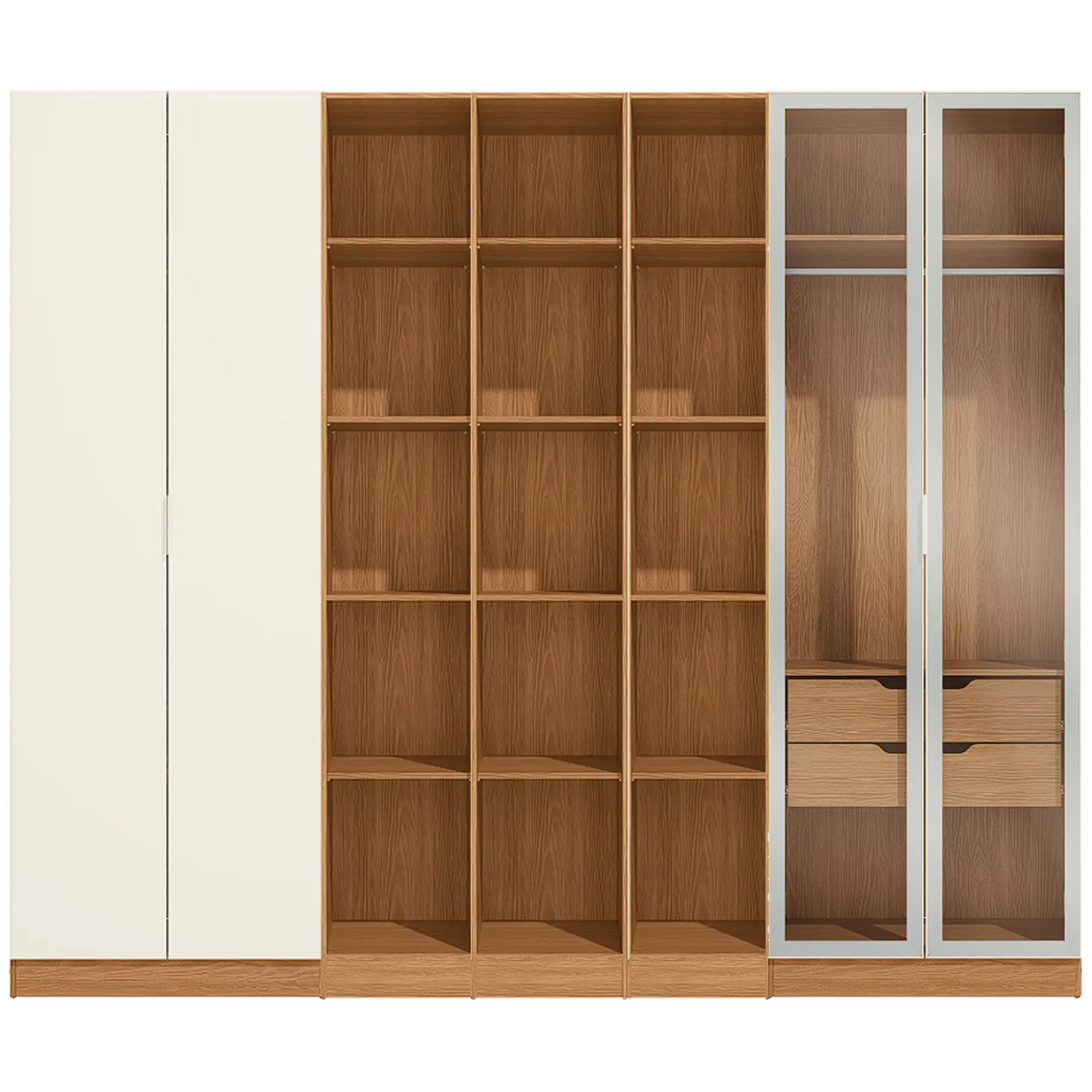 Conjunto Modulado K018 com 4 Portas Sendo 2 em Vidro e 4 Gavetas 5 Peças Kappesberg