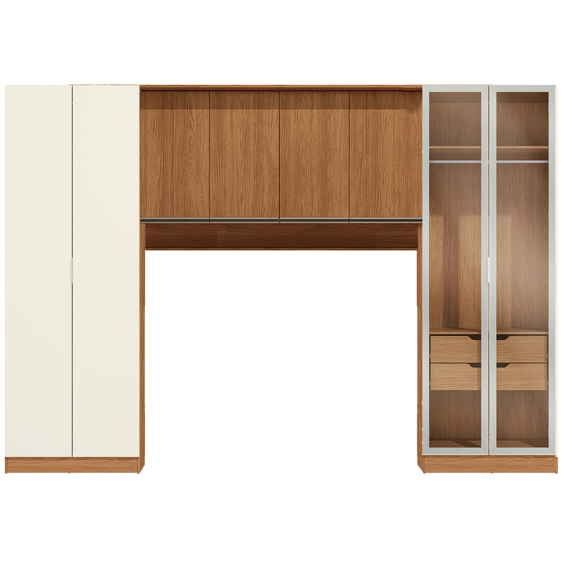 Conjunto Modulado K021 com 8 Portas Sendo 2 em Vidro e 4 Gavetas 3 Peças Kappesberg