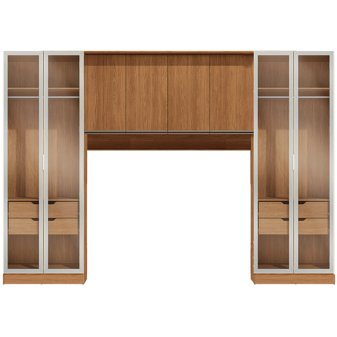 Conjunto Modulado K022 com 8 Portas Sendo 4 em Vidro e 4 Gavetas 3 Peças Kappesberg