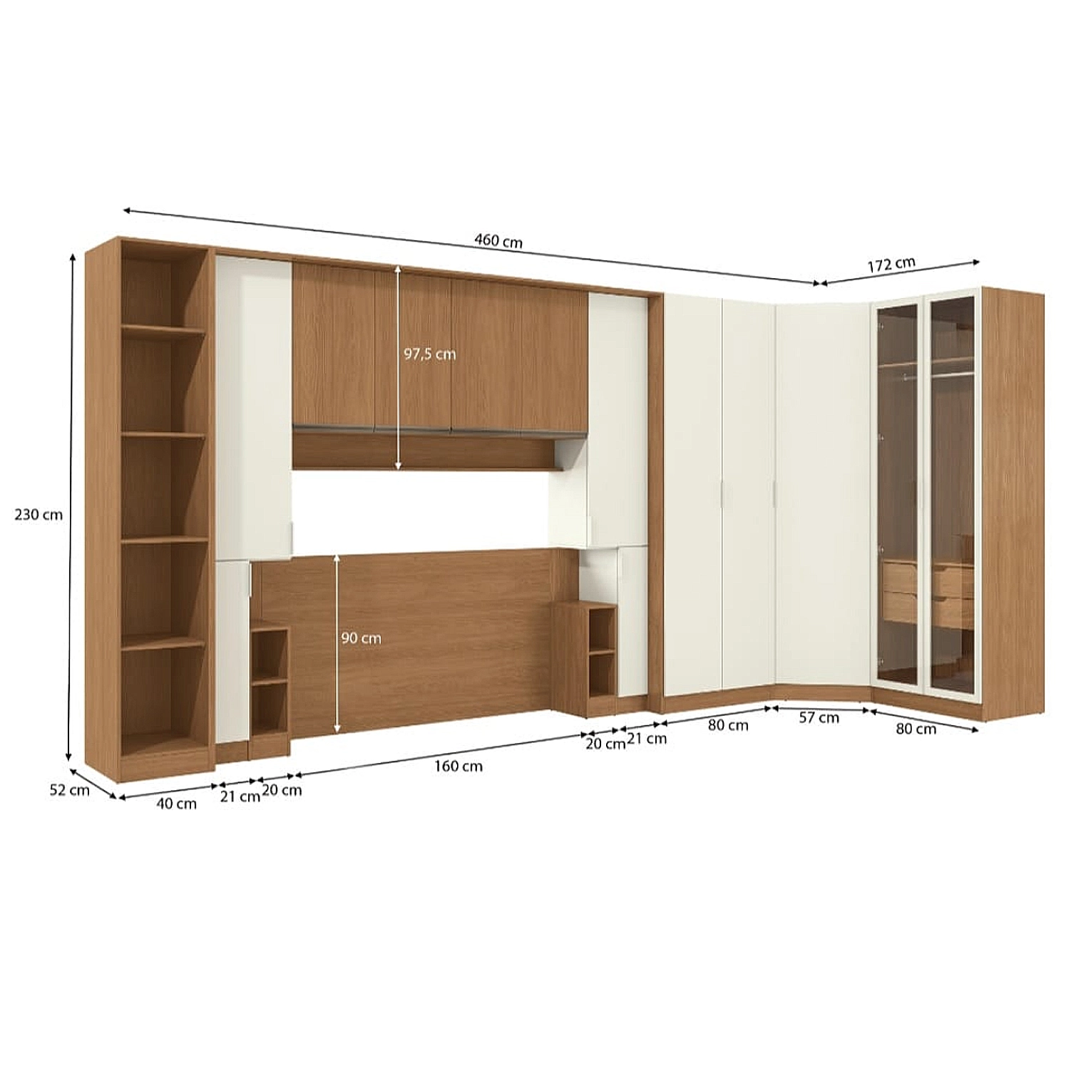 Conjunto Modulado K026 com 13 Portas Sendo 2 em Vidro e 4 Gavetas 10 Peças Kappesberg - Imagem 2