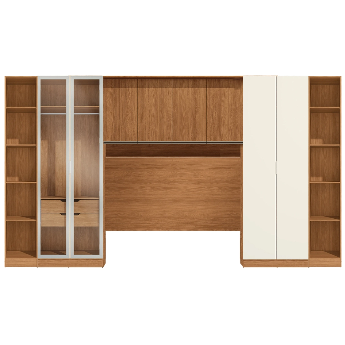 Conjunto Modulado K028 com 8 Portas Sendo 2 em Vidro e 4 Gavetas 6 Peças Kappesberg