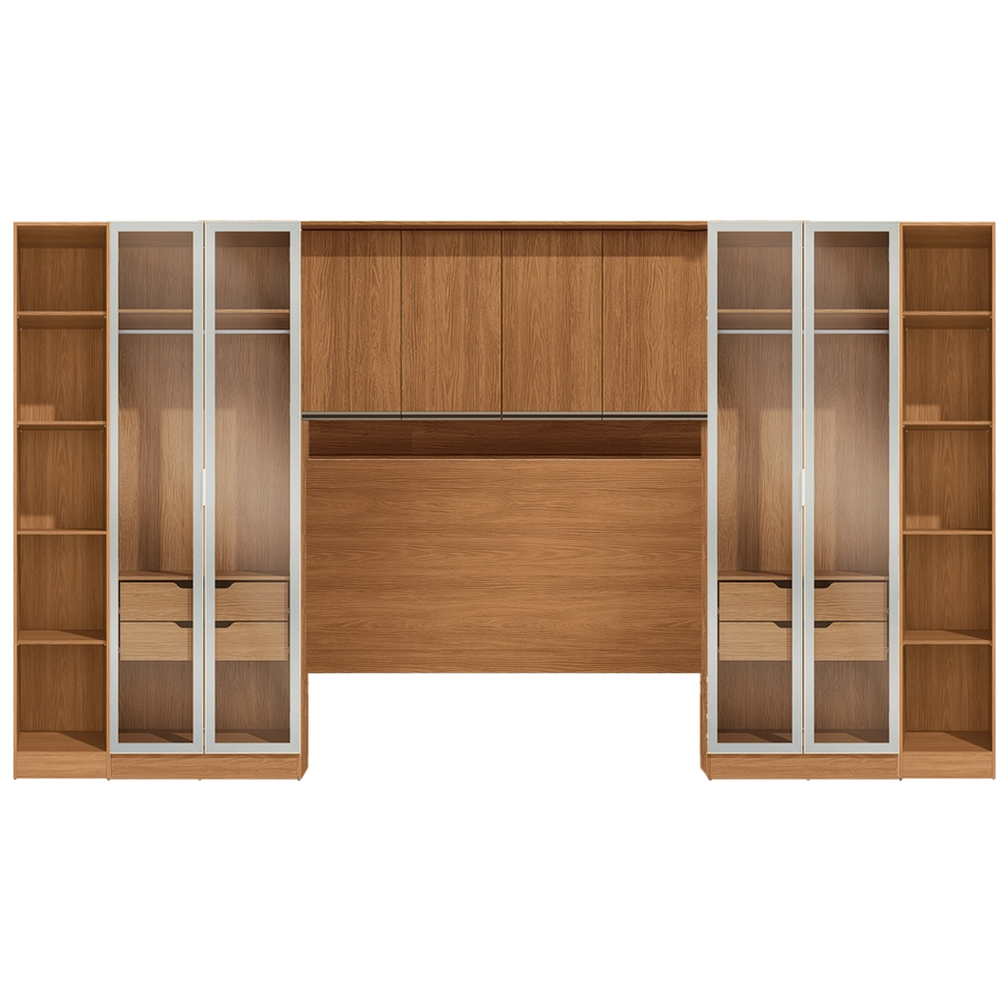 Conjunto Modulado K029 com 8 Portas Sendo 4 em Vidro e 4 Gavetas 6 Peças Kappesberg