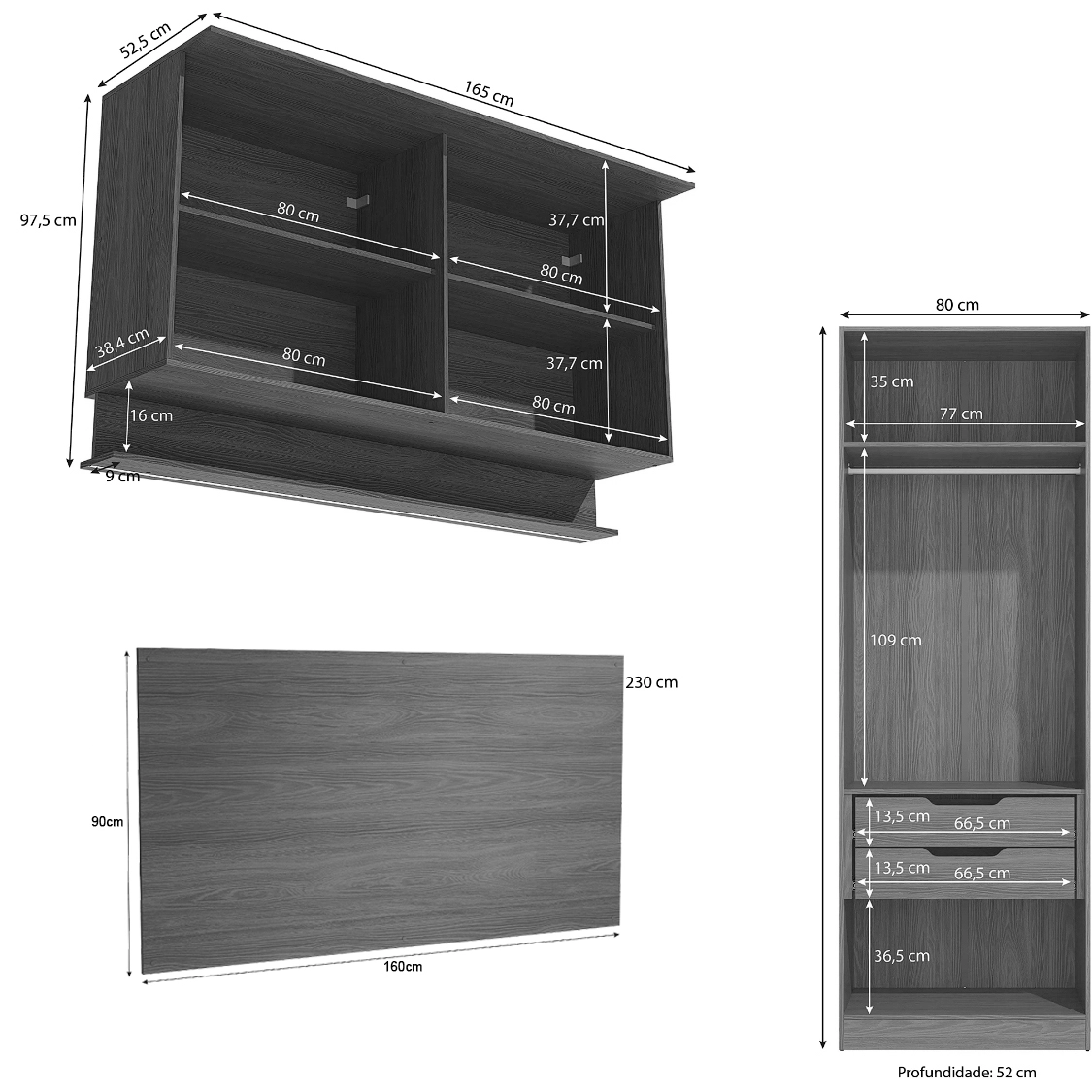 Conjunto Modulado K032 com 8 Portas e 4 Gavetas 4 Peças Kappesberg - Imagem 2