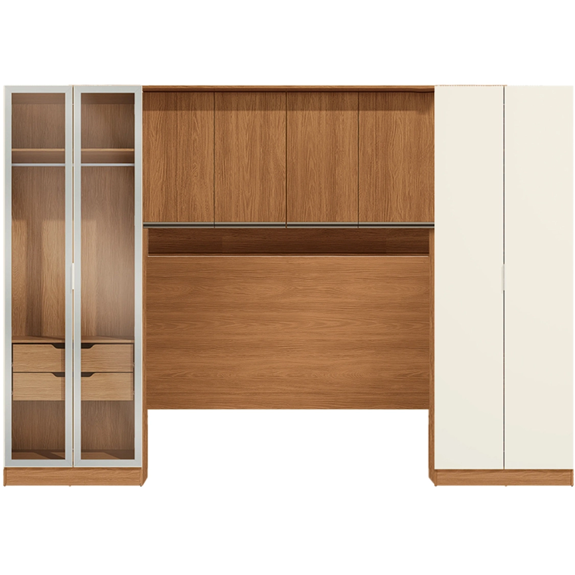 Conjunto Modulado K031 com 8 Portas Sendo 2 em Vidro e 4 Gavetas 4 Peças Kappesberg