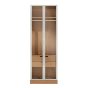 Guarda Roupa T805 Solteiro 2 Portas de Vidro e 2 Gavetas Kappesberg