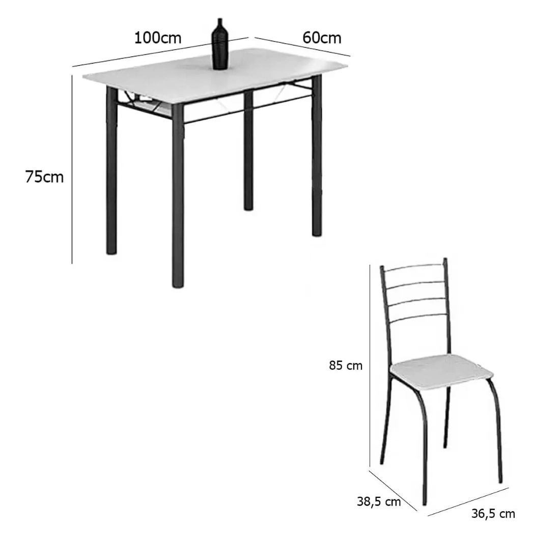 Mesa Rio Tampo Vidro 100x60cm com 4 Cadeiras Tubular Teixeira - Imagem 2