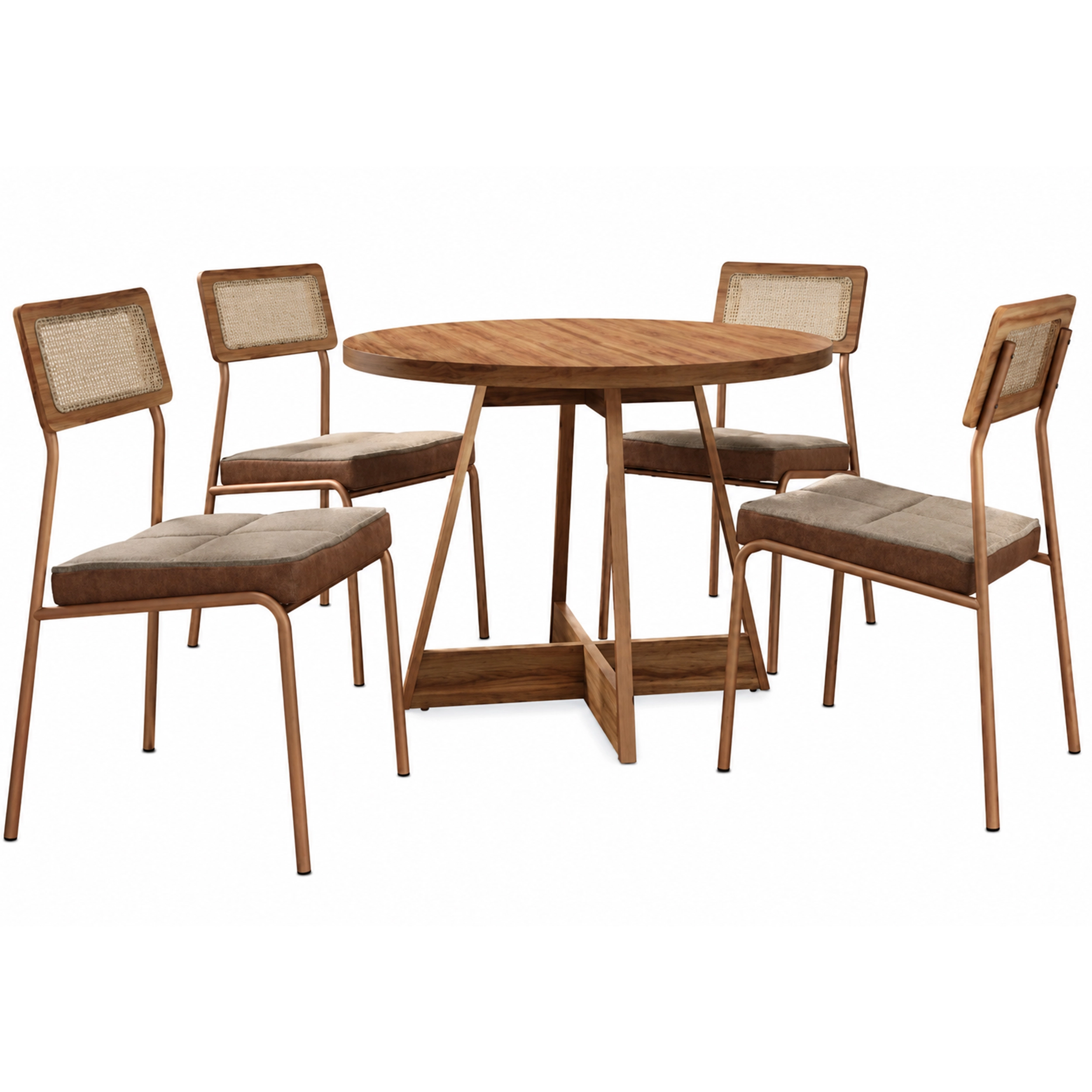 Mesa de Jantar Atria Redonda com 4 Cadeiras Lux Carraro