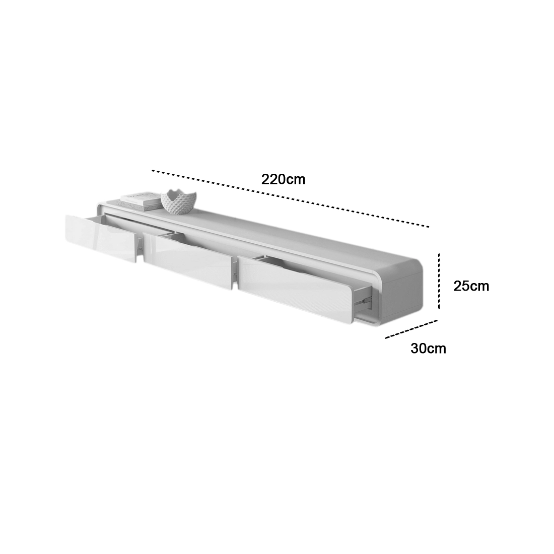Nicho Suspenso Liv 220cm com 3 Gavetas Edn - Imagem 2