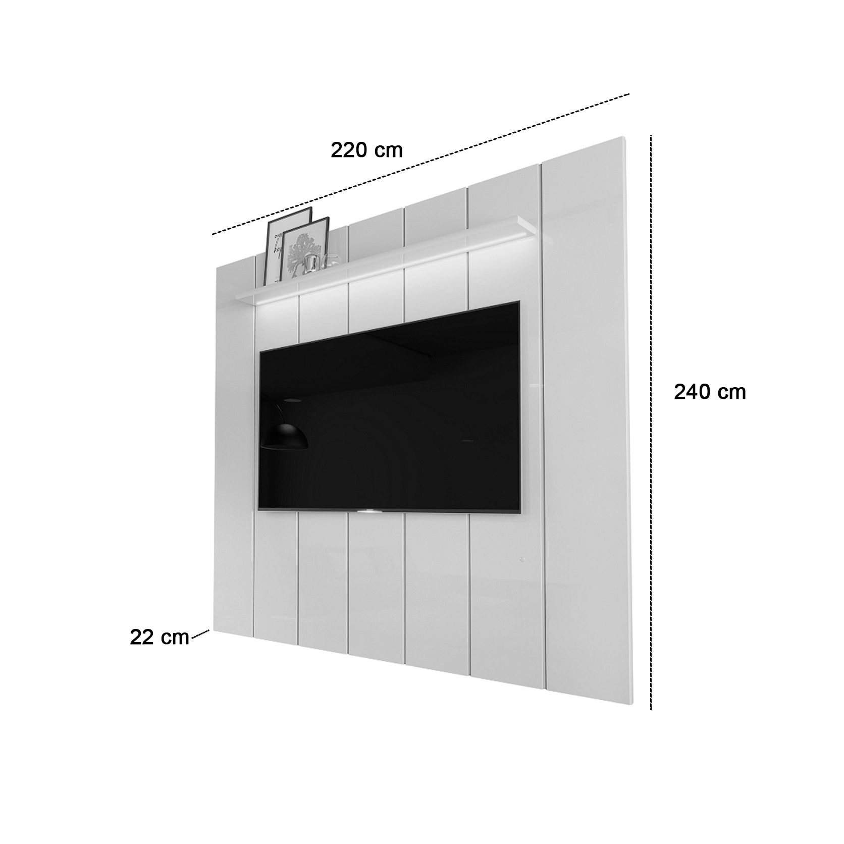 Painel Lumi 220cm com Led para Tv Até 75 Polegadas Ripado Edn - Imagem 2