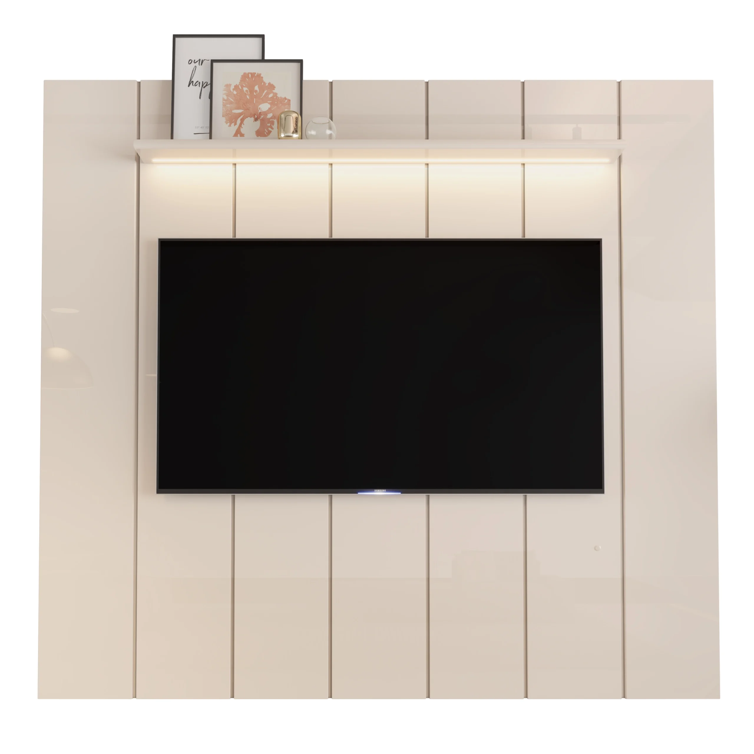 Painel Lumi 220cm com Led para Tv Até 75 Polegadas Ripado Edn - Imagem 5