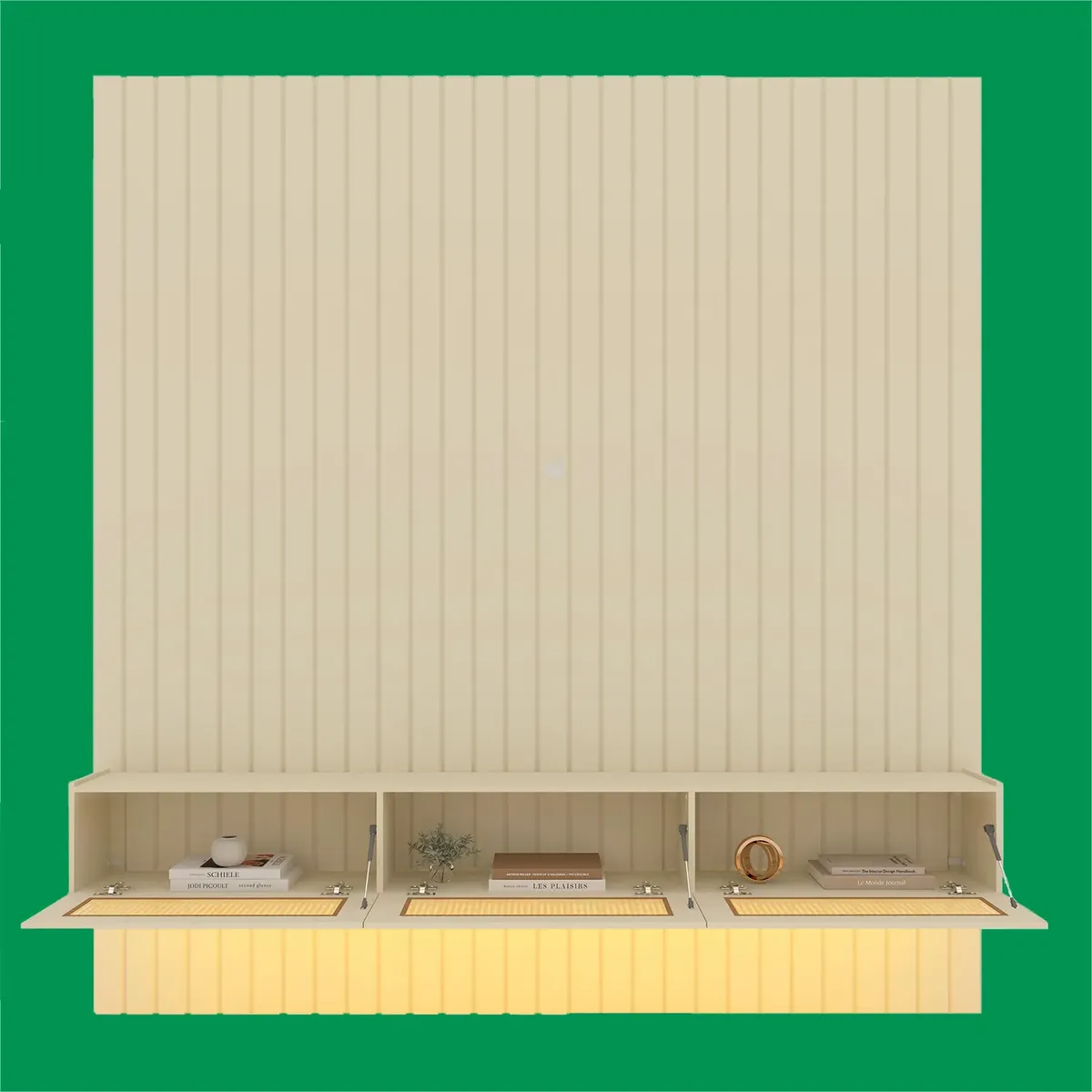 Painel Majestade Native 230cm com Led para Tv Até 80 Polegadas Ripado e Tela Rattan Gelius - Imagem 4
