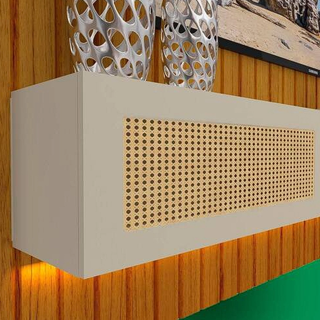 Painel Majestade Native 230cm com Led para Tv Até 80 Polegadas Ripado e Tela Rattan Gelius - Imagem 6