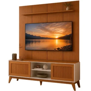 Rack King com Painel Avant para Tv Até 75 Polegadas 2 Portas Ripado em Impressão 3d Edn