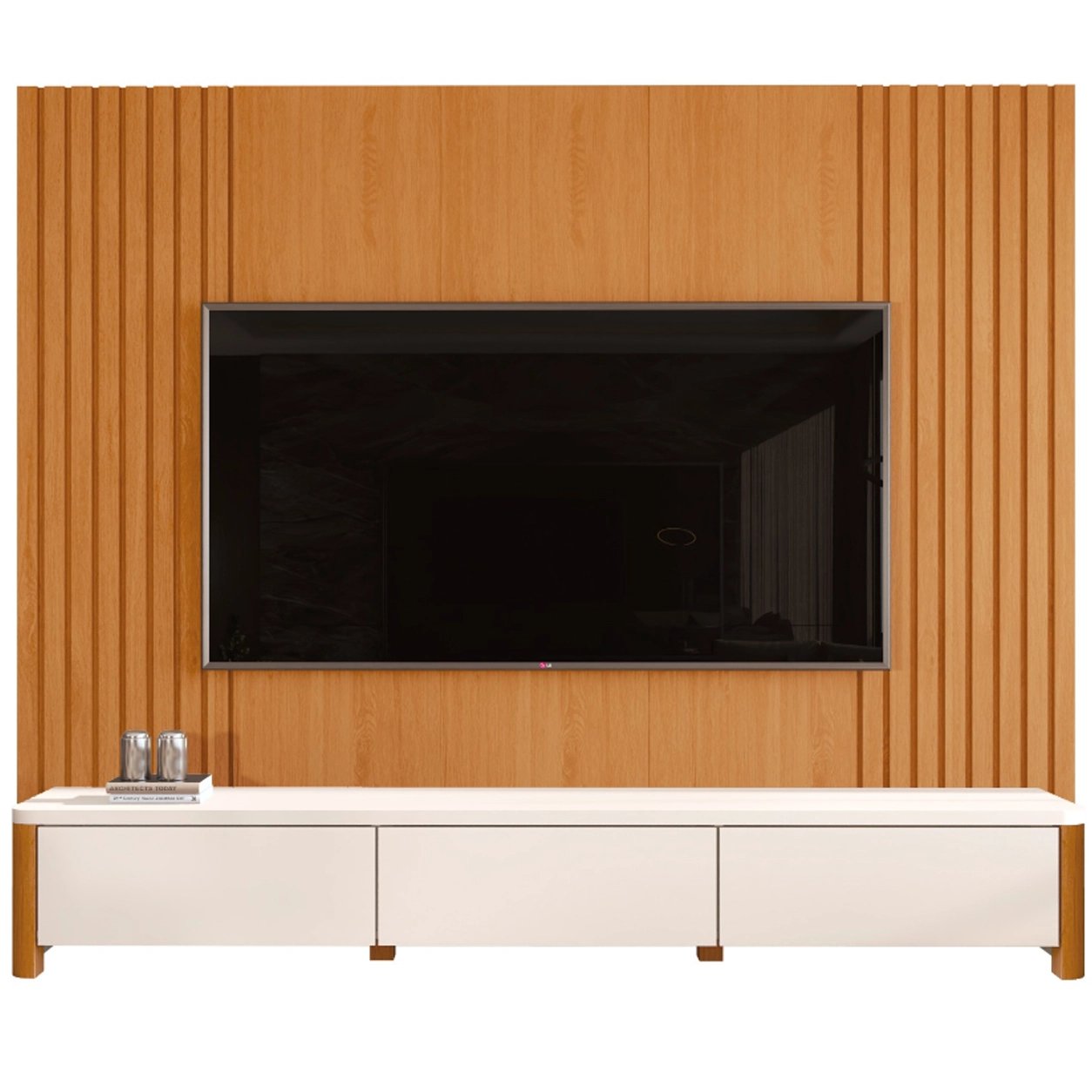 Rack Monaco com Painel Sierra 220cm para Tv Até 75 Polegadas 3 Gavetas Ripado Giga