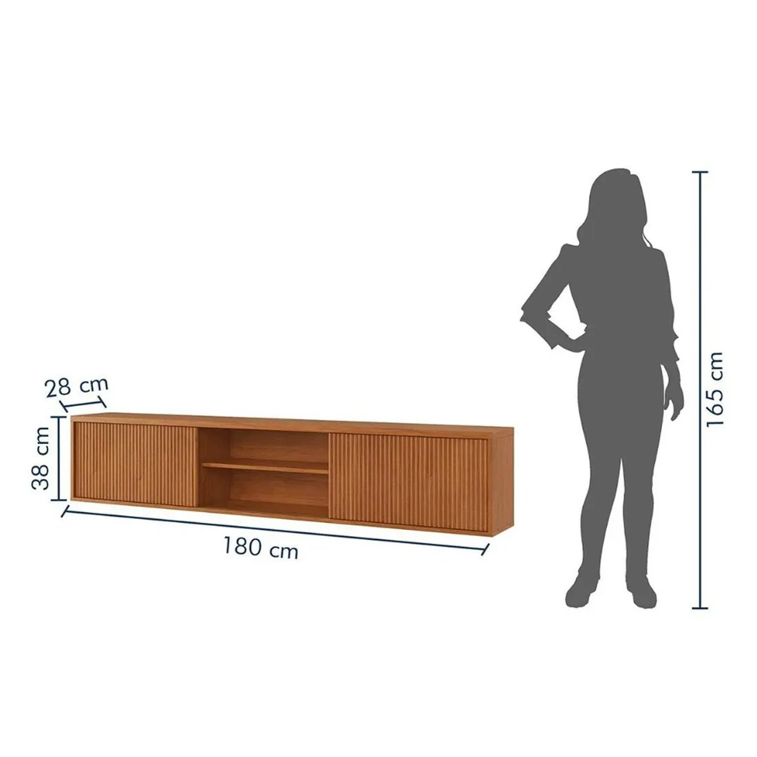 Rack Suspenso Dominus 180cm para Tv Até 75 Polegadas Ripado Mavaular - Imagem 2