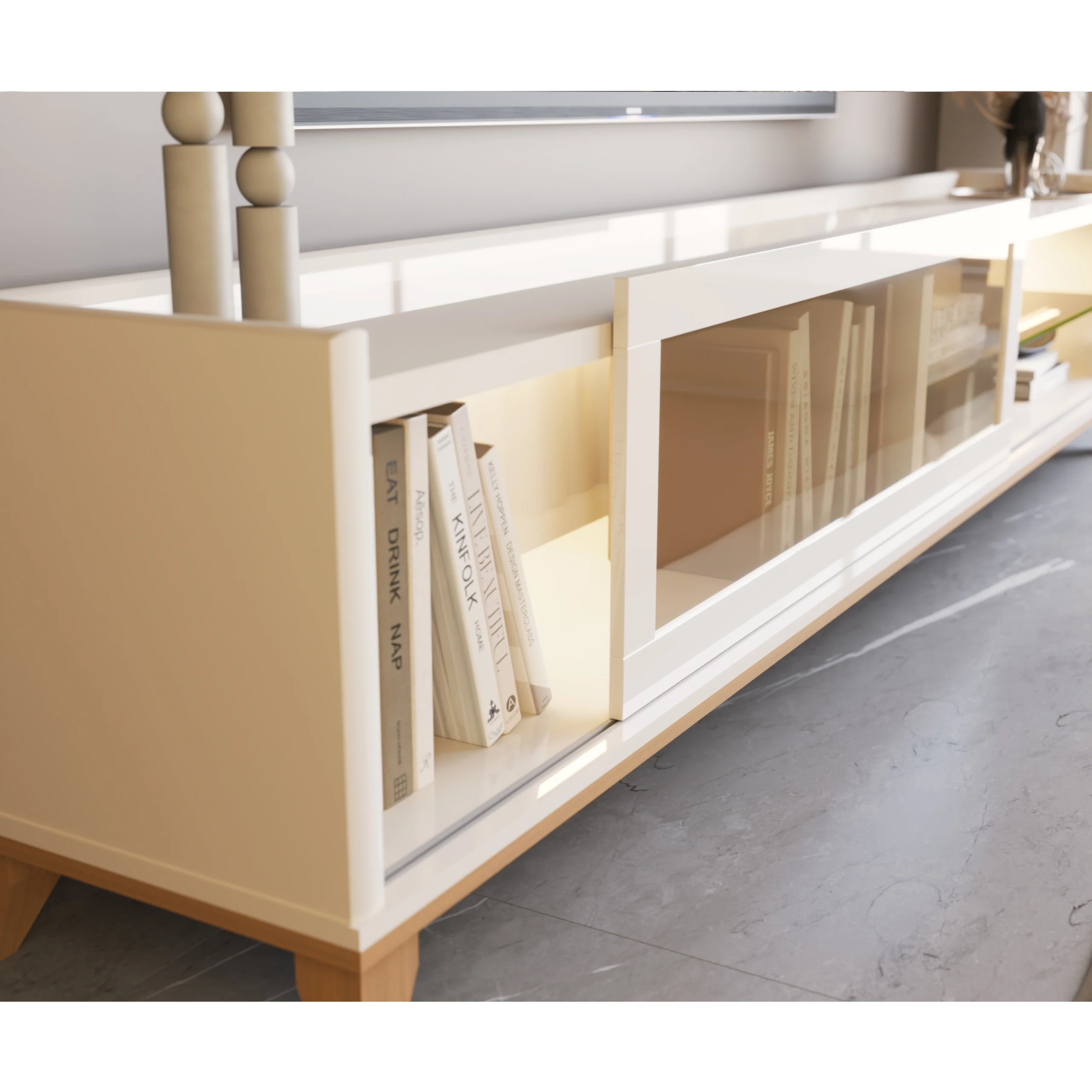 Rack Vellaro 220cm para Tv Até 75 Polegadas 1 Porta de Vidro Edn - Imagem 4