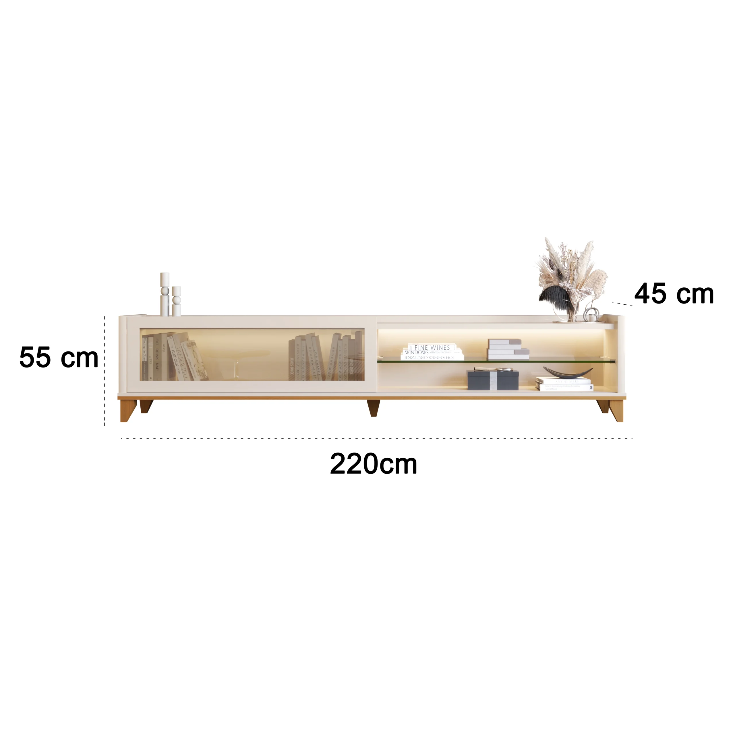 Rack Vellaro 220cm para Tv Até 75 Polegadas 1 Porta de Vidro Edn - Imagem 2