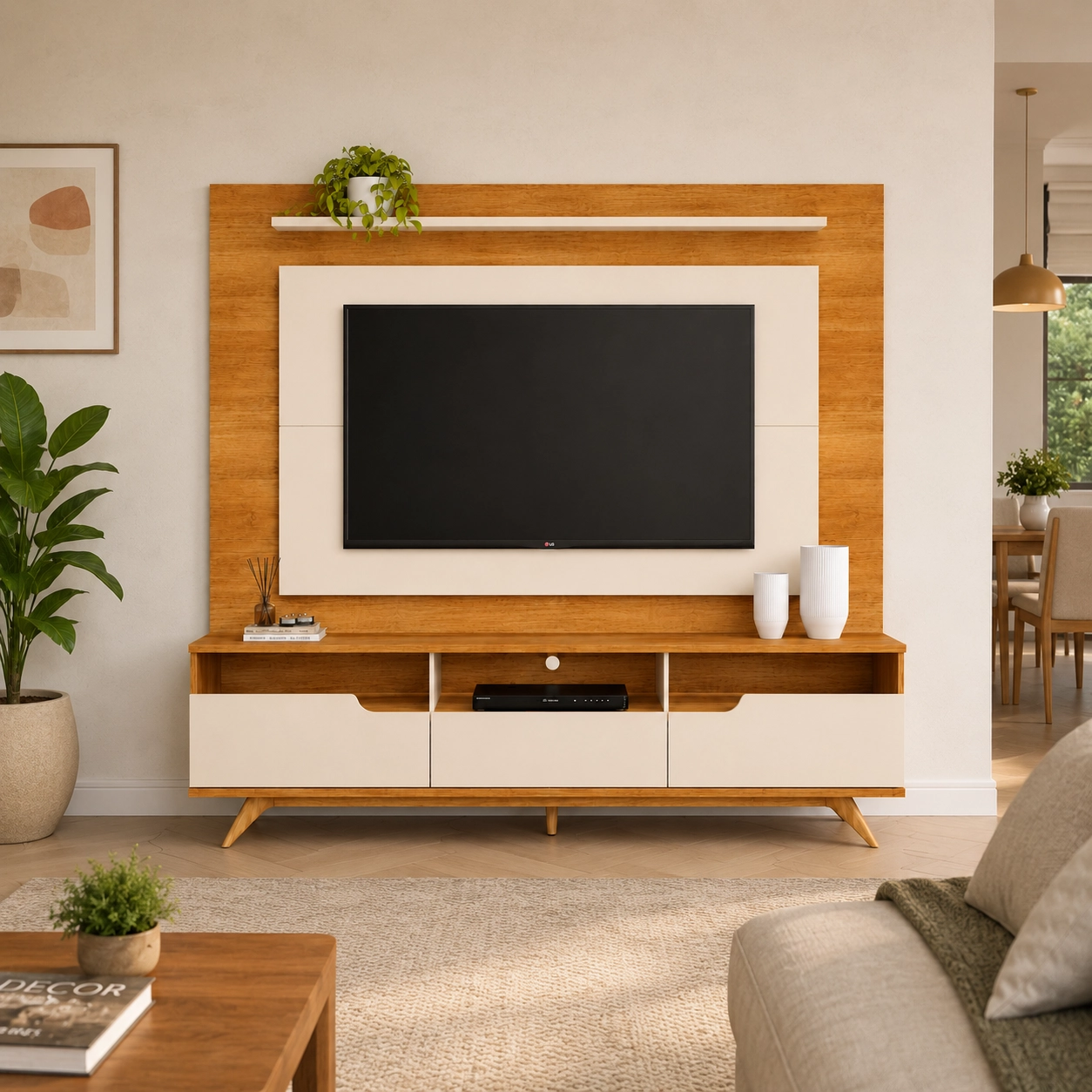 Rack com Painel Diplomata Sem Led para Tv Até 60 Polegadas 3 Portas Valdemoveis - Imagem 3