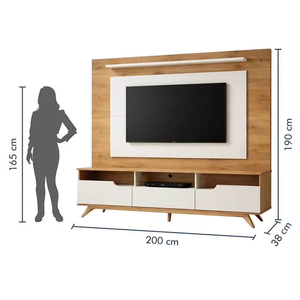 Rack com Painel Diplomata Sem Led para Tv Até 60 Polegadas 3 Portas Valdemoveis - Imagem 2