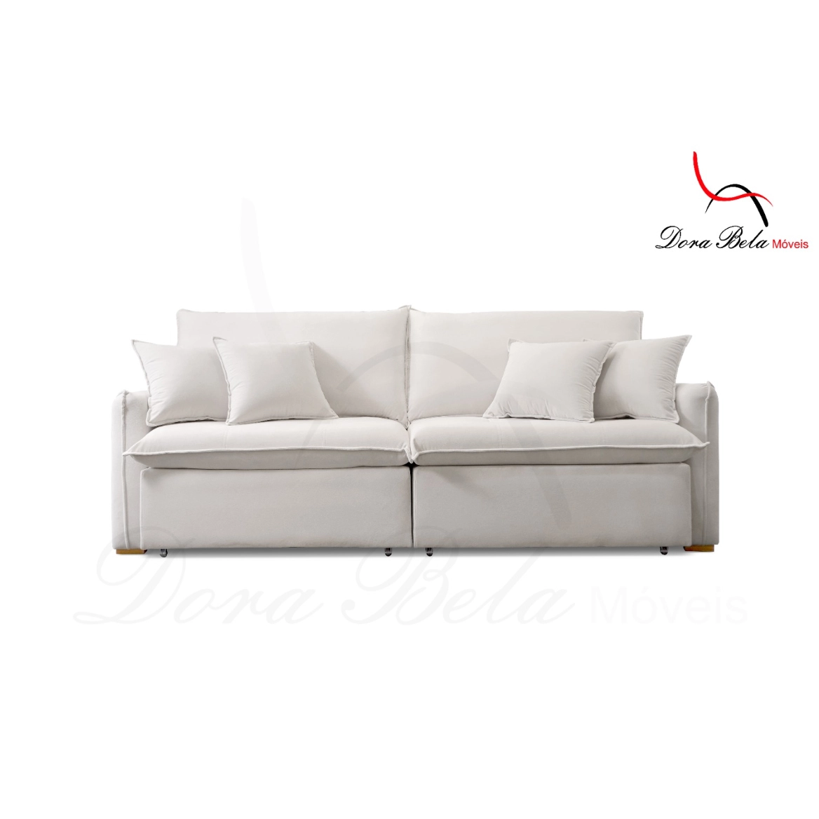 Sofá Cama Hermes em Linho 230cm com Molas Ensacadas Retrátil 4 Lugares Dora Bela - Imagem 5