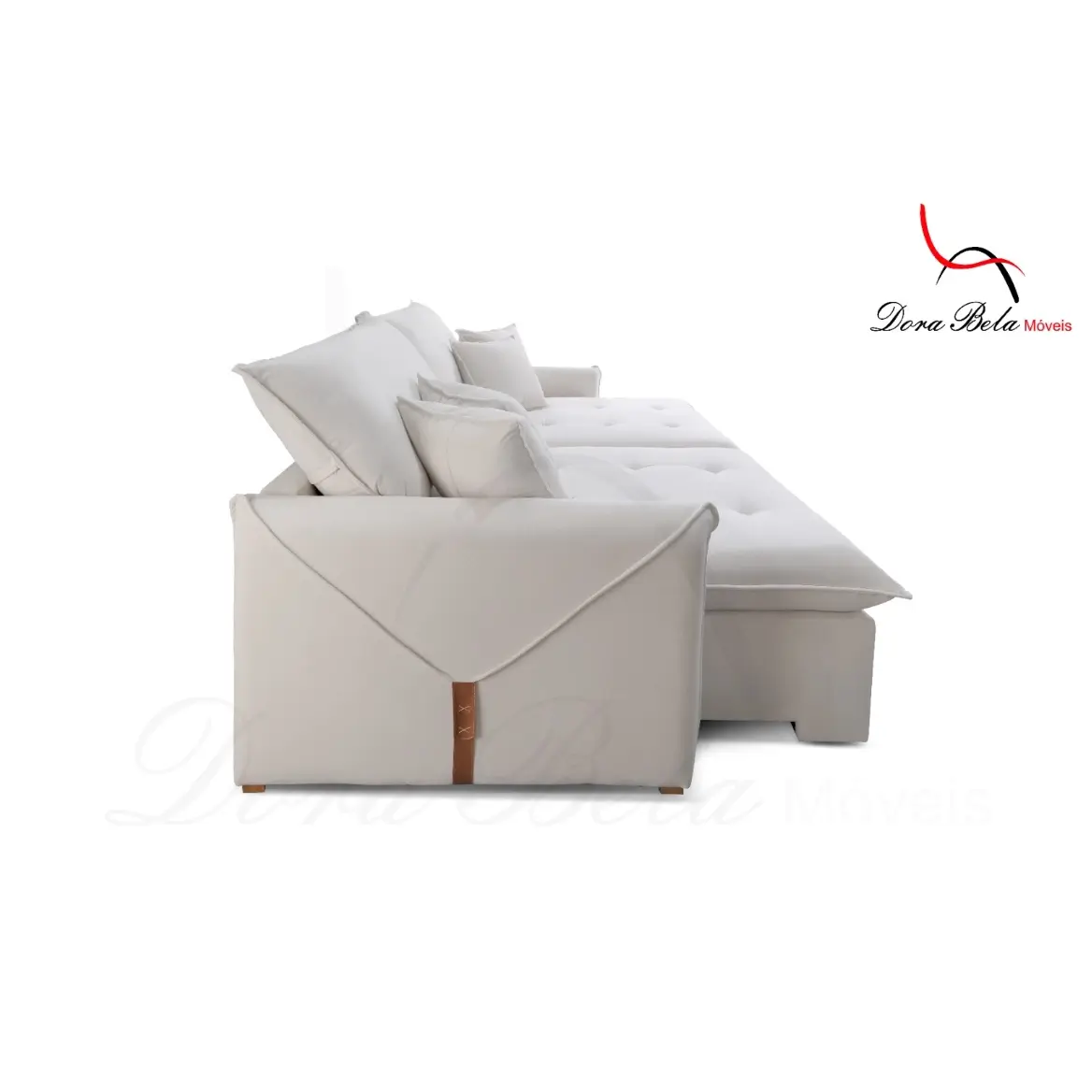 Sofá Cama Hermes em Linho 230cm com Molas Ensacadas Retrátil 4 Lugares Dora Bela - Imagem 4