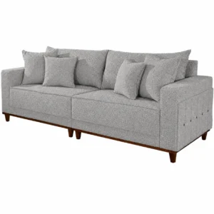 Sofá Living Lufer em Boucle Monte Claros 4 Lugares com Almofadas Soltas 236cm