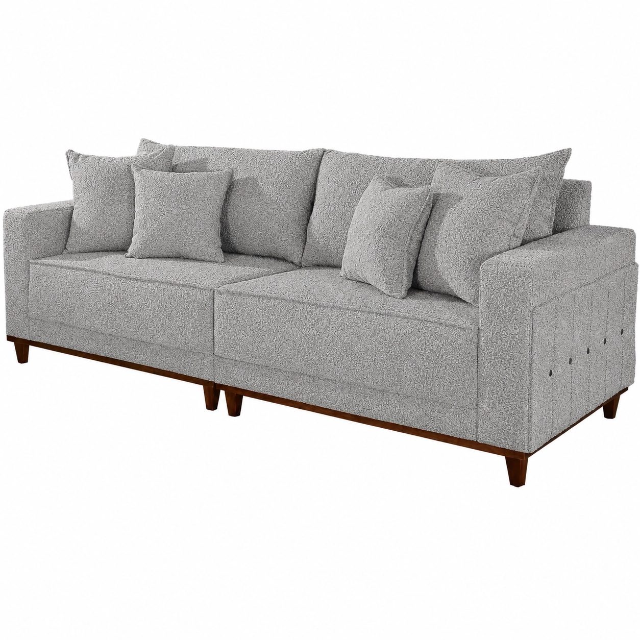 Sofá Living Lufer em Boucle Monte Claros 4 Lugares com Almofadas Soltas 236cm