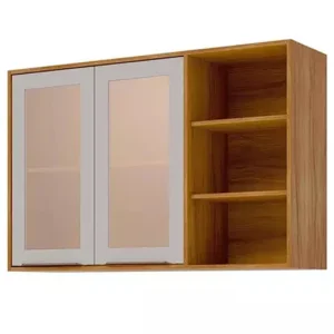 Armário Aéreo Brilhante 120cm 2 Portas com Vidro Reflecta Mgm