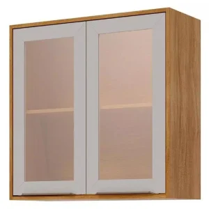 Armário Aéreo Brilhante 80cm 2 Portas com Vidro Reflecta Mgm