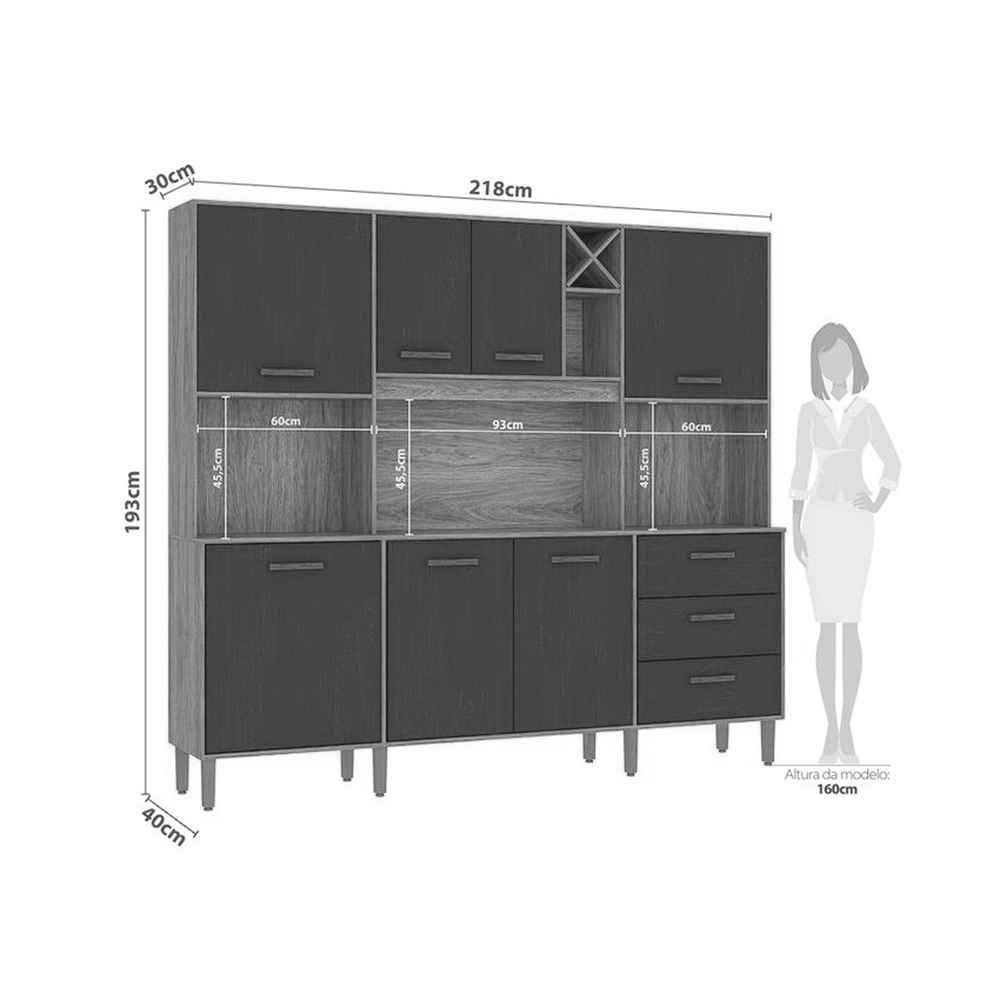 Armário de Cozinha Modena 7 Portas 3 Gavetas Fellicci - Imagem 2