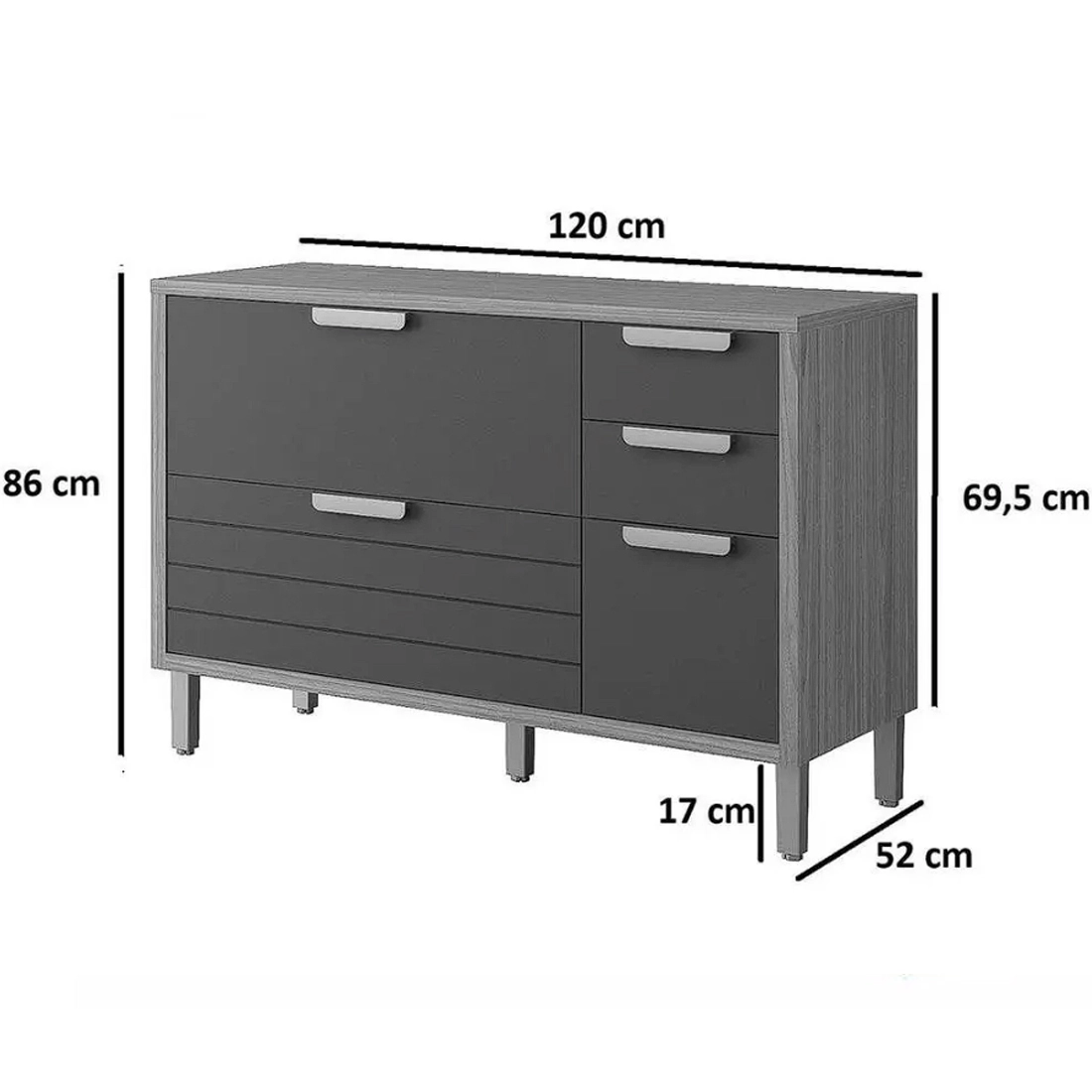 Balcão Eloise 120cm 1 Porta 4 Gavetas Mgm - Imagem 2
