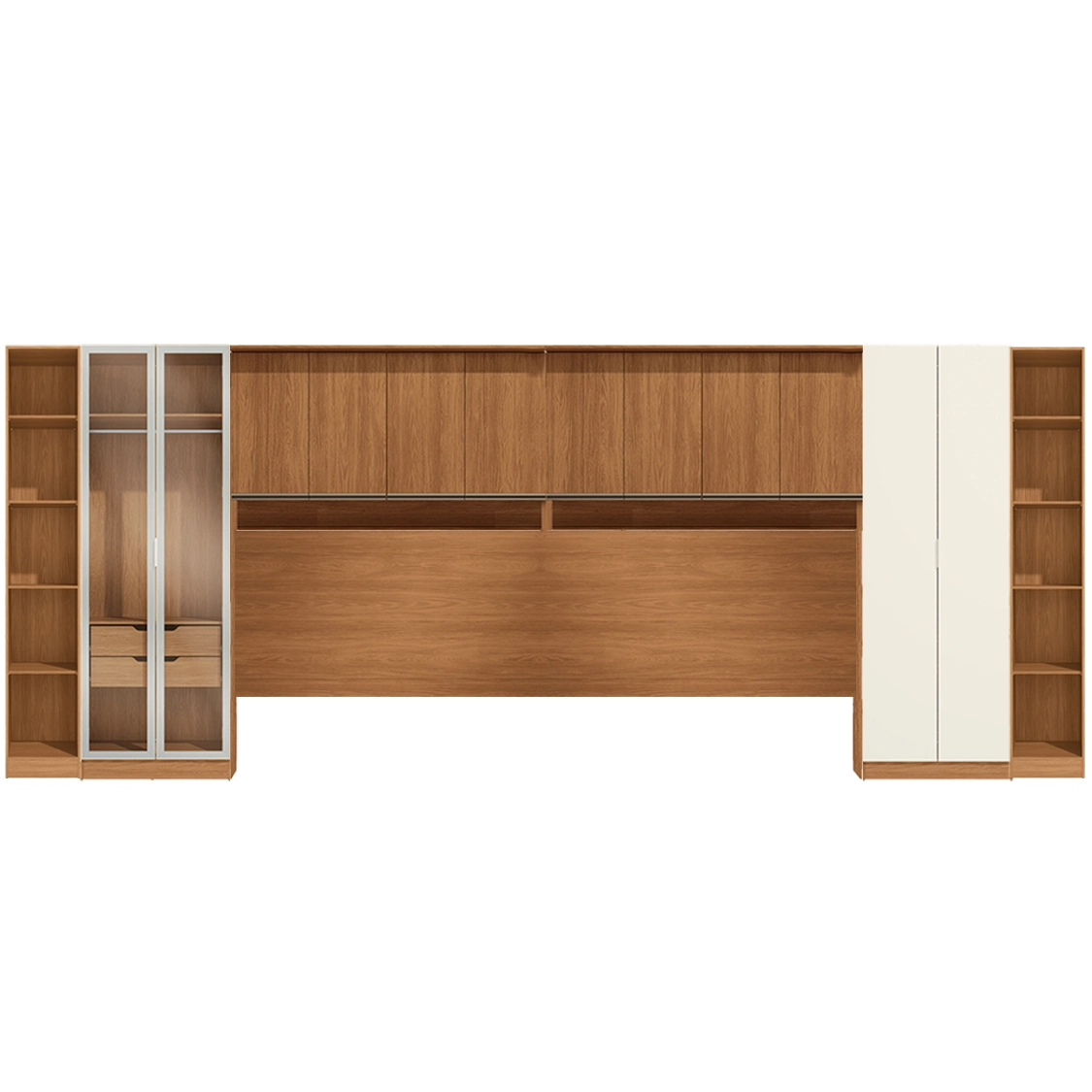 Conjunto Modulado K037 com 12 Portas Sendo 2 em Vidro e 4 Gavetas 8 Peças Kappesberg