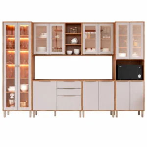 Cozinha Brilhante Completa 6 Peças com Led 14 Portas 2 Gavetas Mgm