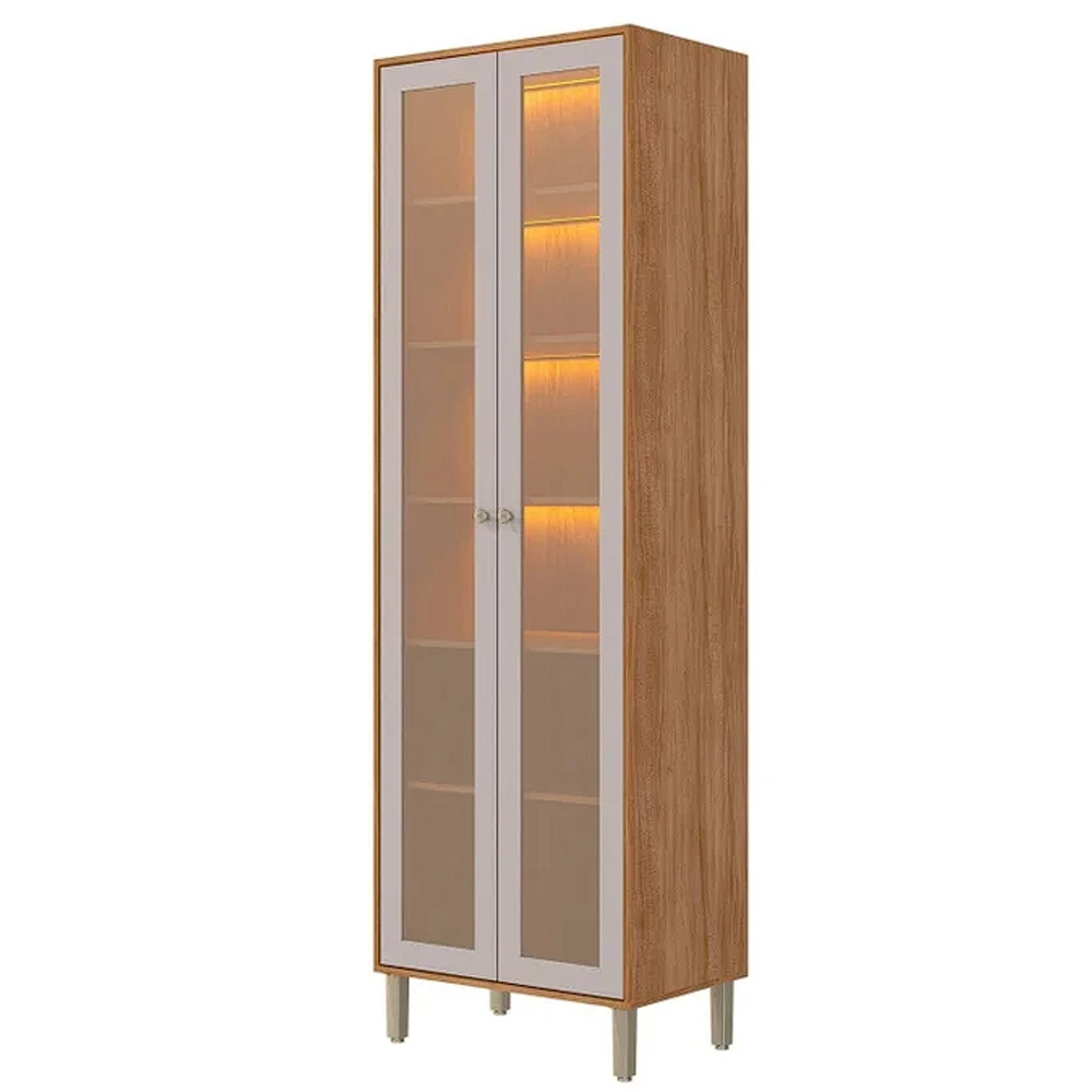 Cristaleira Divina Esplendida Celeste Aurea com Led e 2 Portas em Vidro Reflecta Mgm