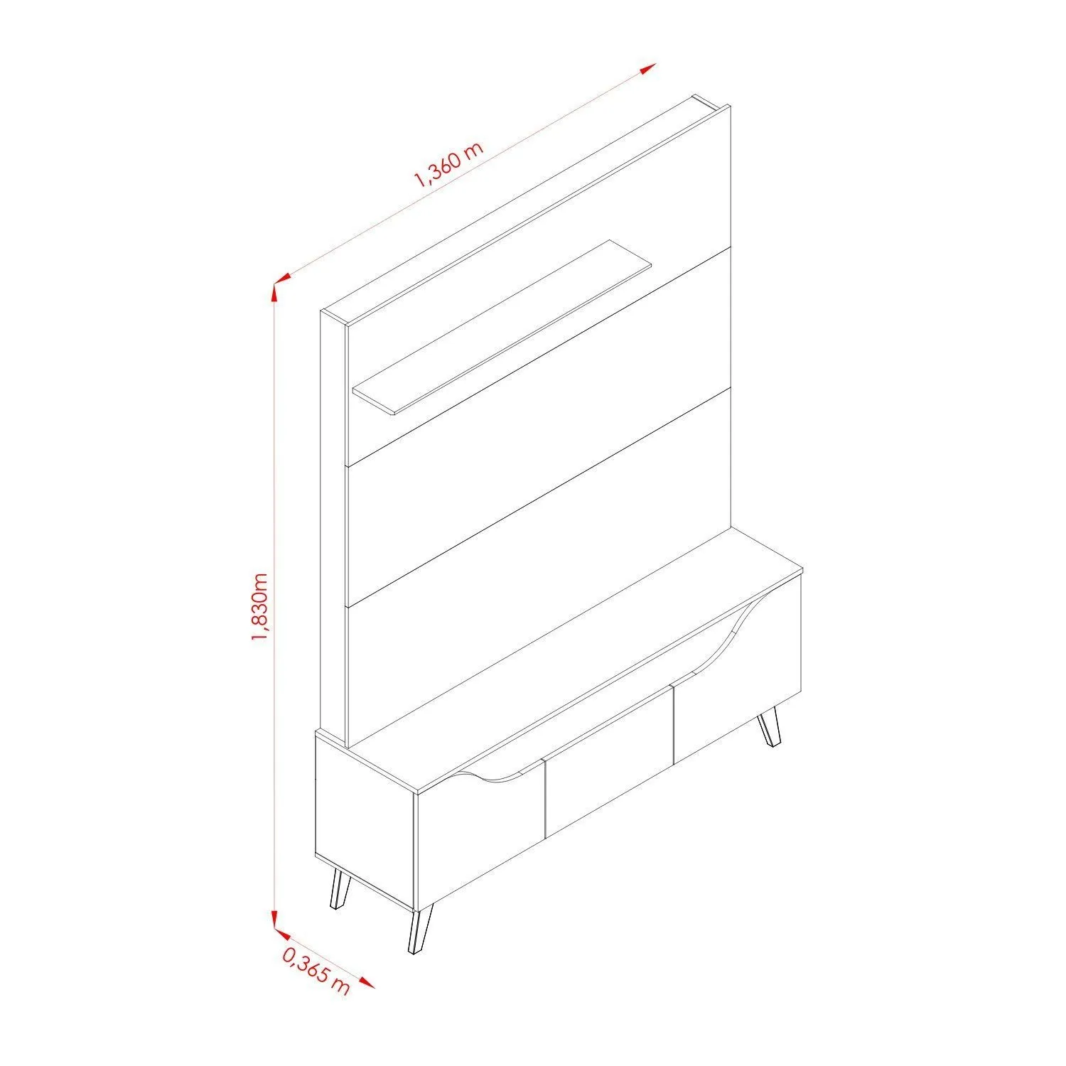 Estante Home Polo para Tv Até 55 Polegadas 3 Portas Madetec - Imagem 2
