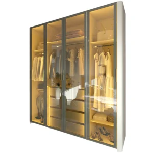 Guarda Roupa Innova Casal 4 Portas Reflecta 4 Gavetas com Led Gelius