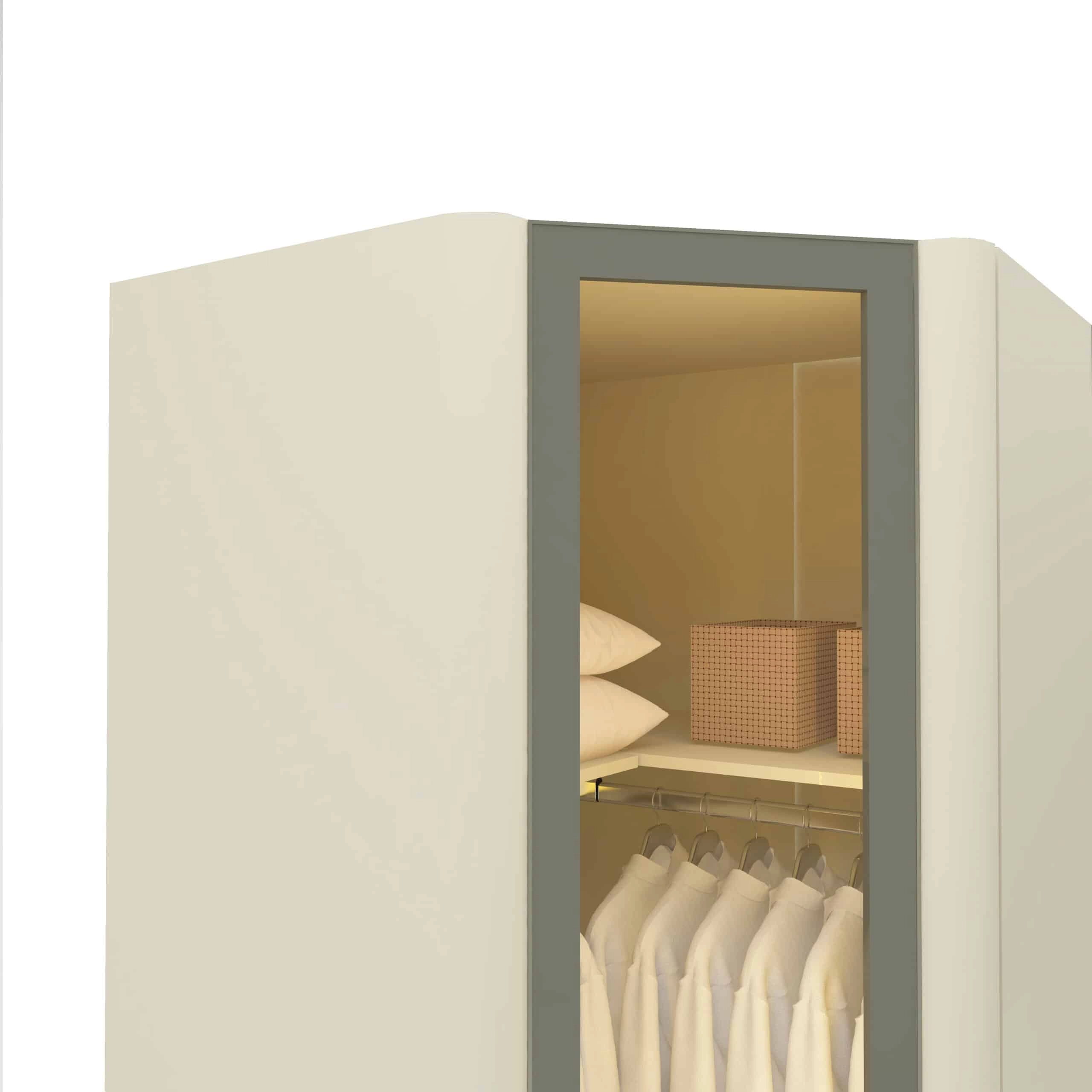 Guarda Roupa Innova Módulo 1 Porta Reflecta Canto com Led Gelius - Imagem 7