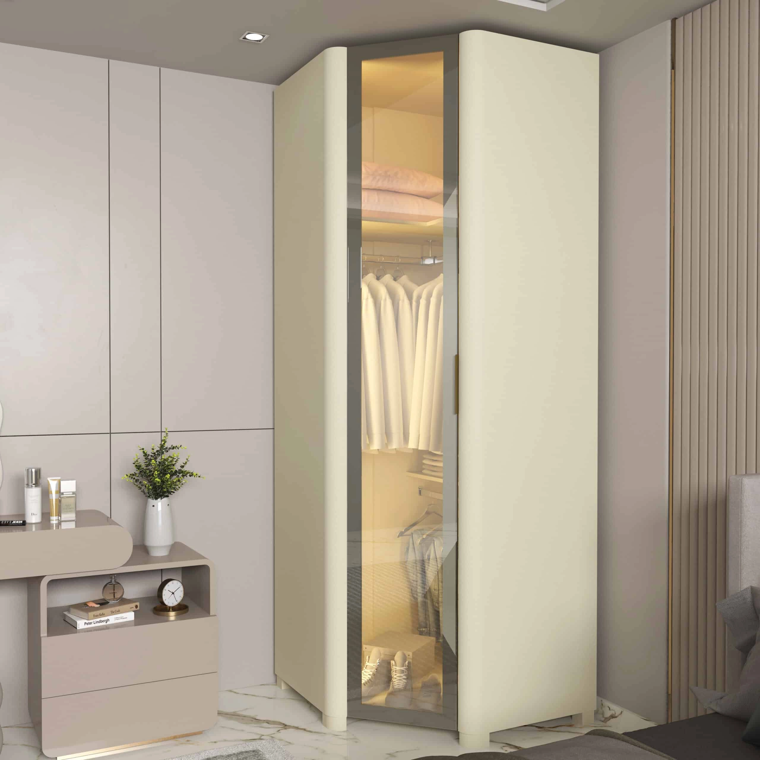 Guarda Roupa Innova Módulo 1 Porta Reflecta Canto com Led Gelius - Imagem 4
