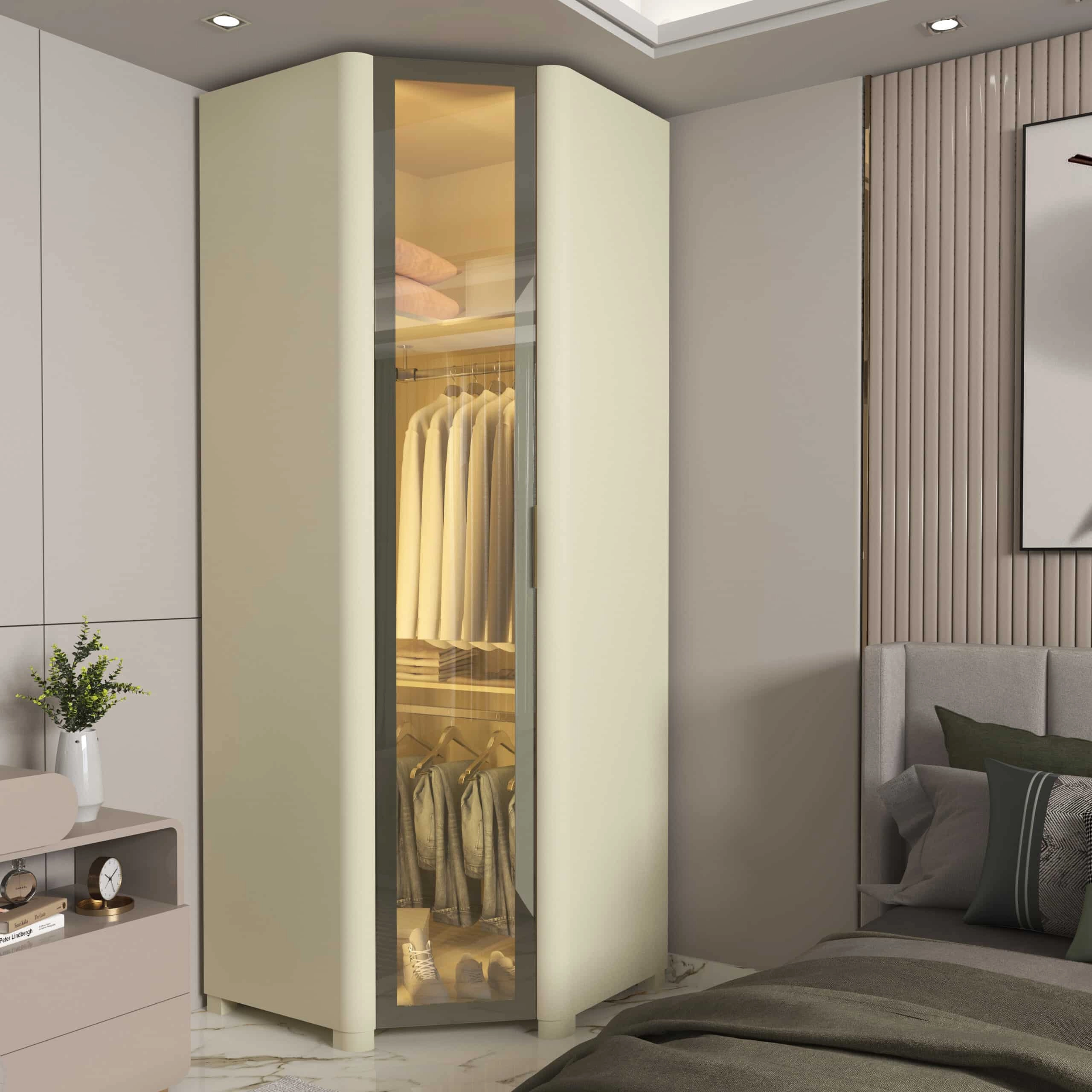 Guarda Roupa Innova Módulo 1 Porta Reflecta Canto com Led Gelius - Imagem 3