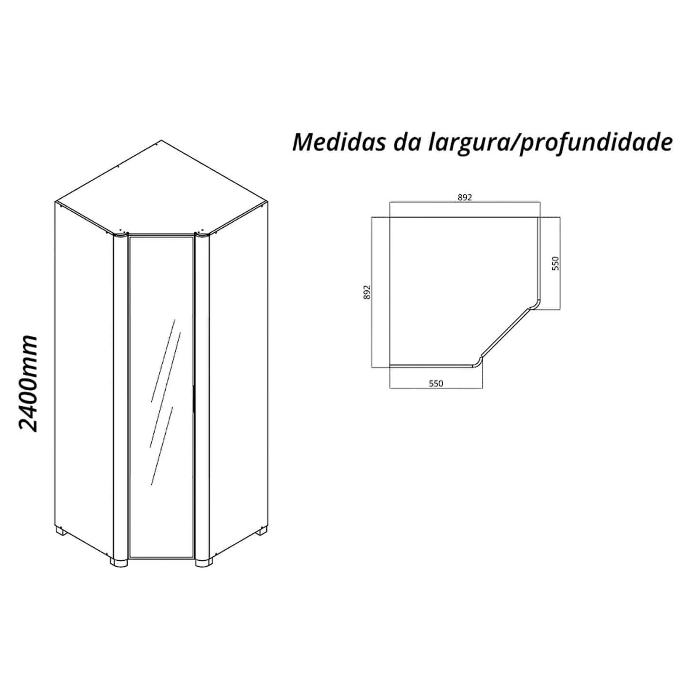 Guarda Roupa Innova Módulo 1 Porta Reflecta Canto com Led Gelius - Imagem 2