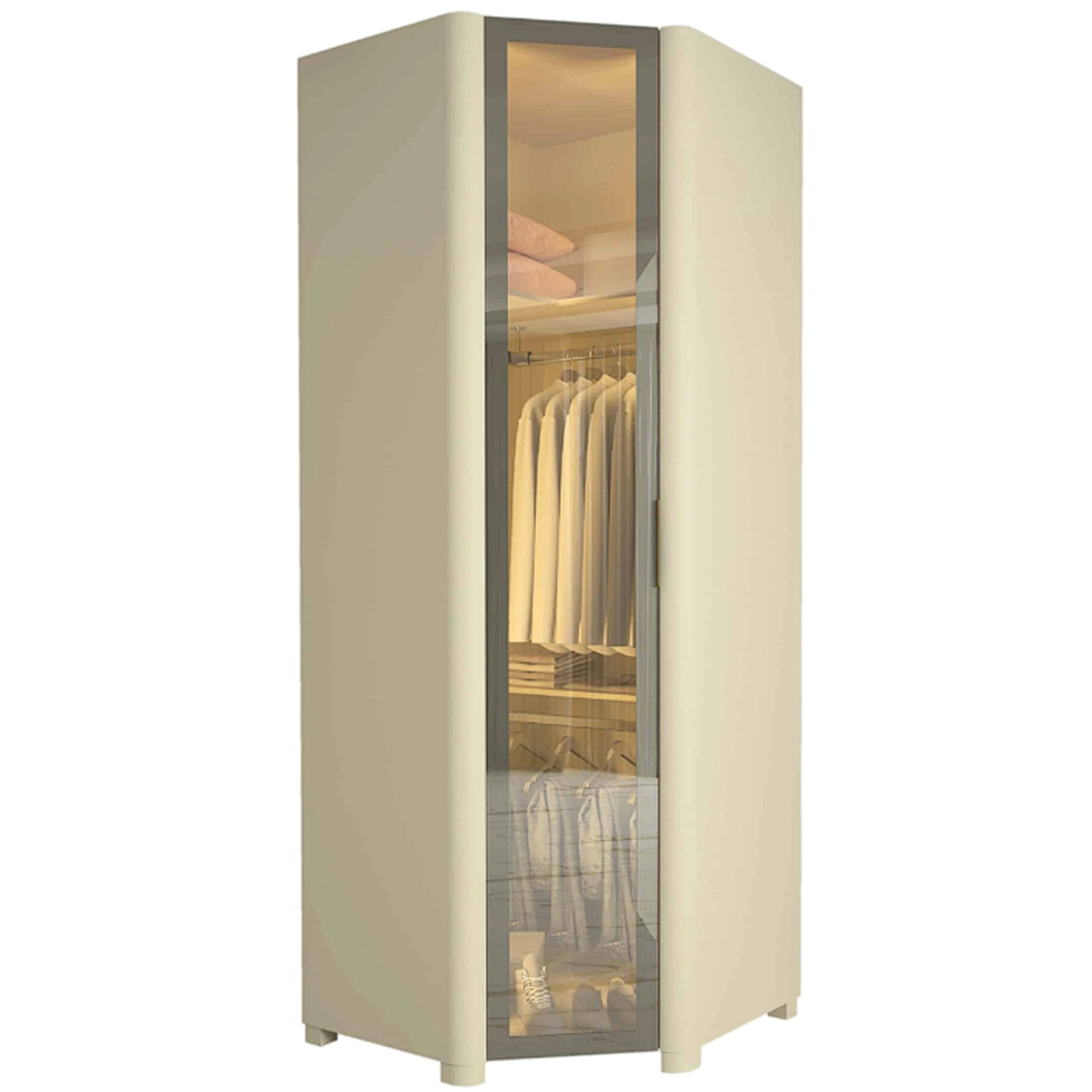 Guarda Roupa Innova Módulo 1 Porta Reflecta Canto com Led Gelius