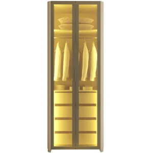 Guarda Roupa Innova Solteiro 2 Portas Reflecta 4 Gavetas com Led Gelius