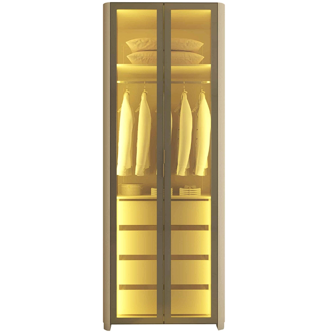 Guarda Roupa Innova Solteiro 2 Portas Reflecta 4 Gavetas com Led Gelius