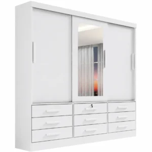 Guarda Roupa Meridian 3 Portas 9 Gavetas Casal com Espelho D Doro