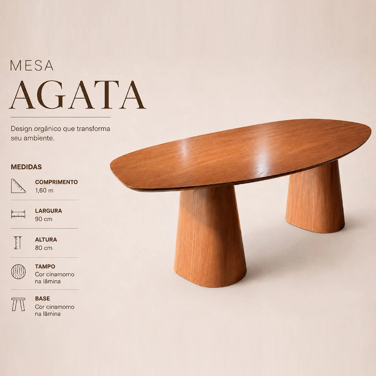 Mesa Agata Universo Decor 160x90cm - Imagem 2