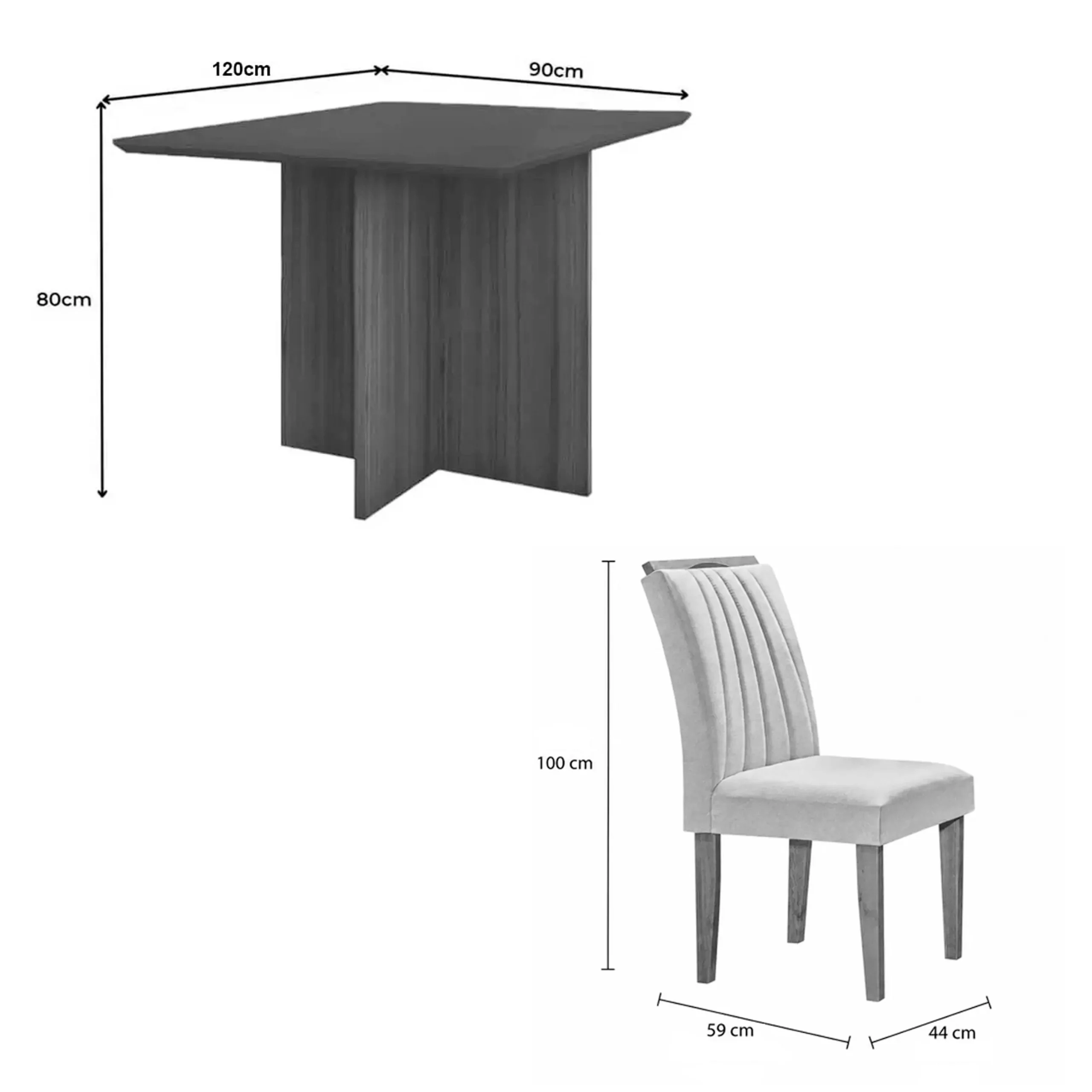 Mesa de Jantar Helo 120x90cm com Vidro e 4 Cadeiras Marselha em Veludo Estofadas Poliman - Imagem 2