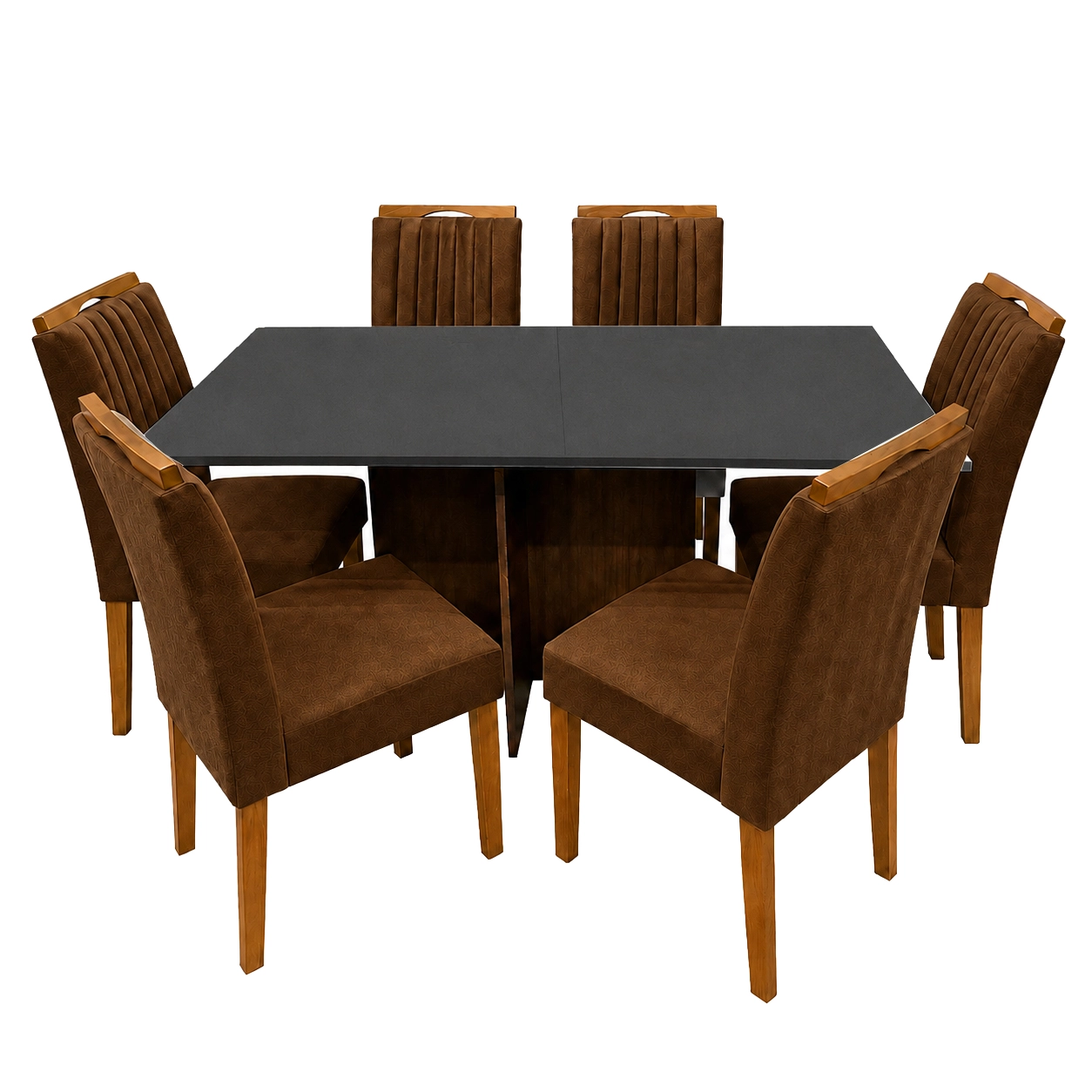 Mesa de Jantar Helo 160x90cm com Vidro e 6 Cadeiras Marselha em Veludo Estofadas Poliman - Imagem 5