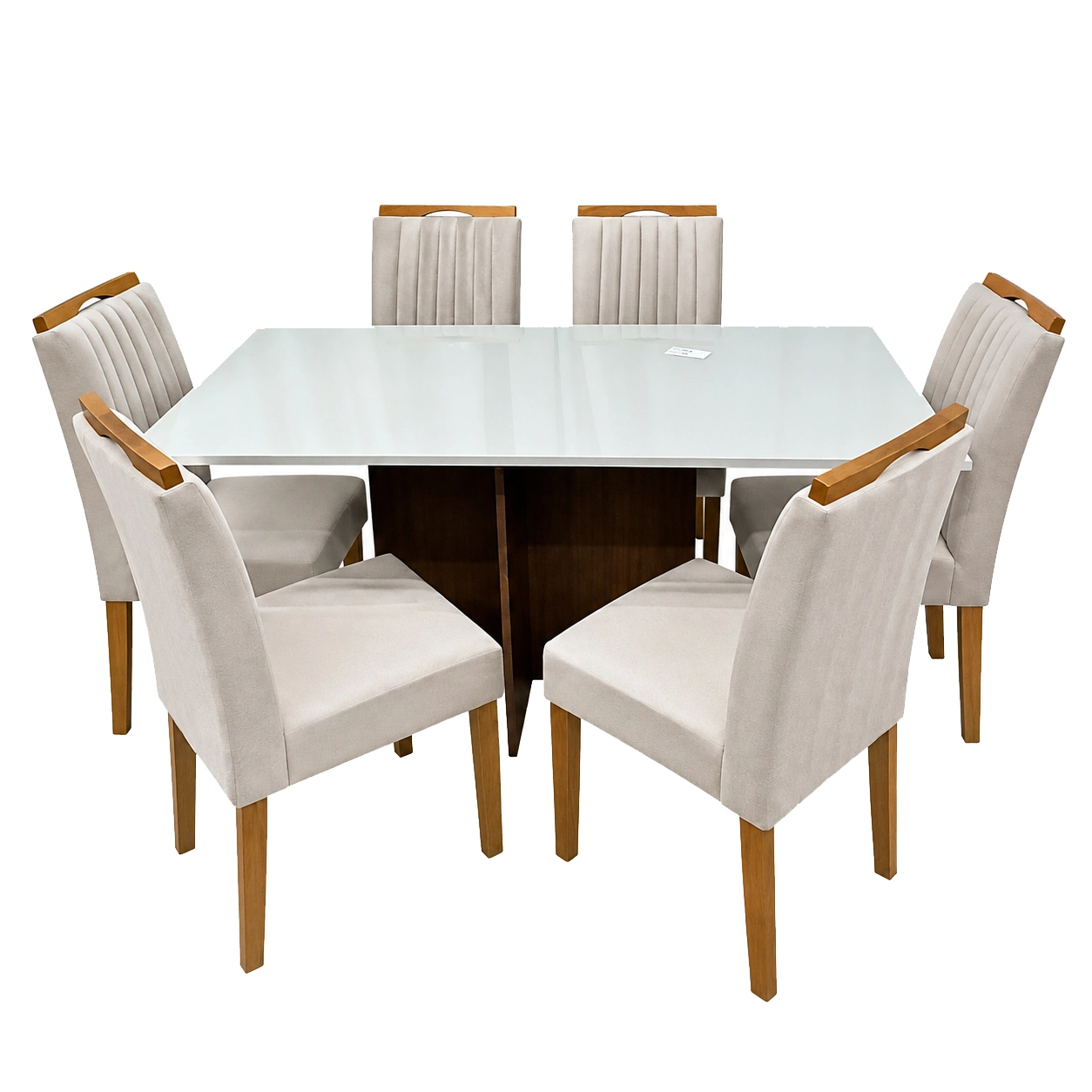 Mesa de Jantar Helo 160x90cm com Vidro e 6 Cadeiras Marselha em Veludo Estofadas Poliman - Imagem 6