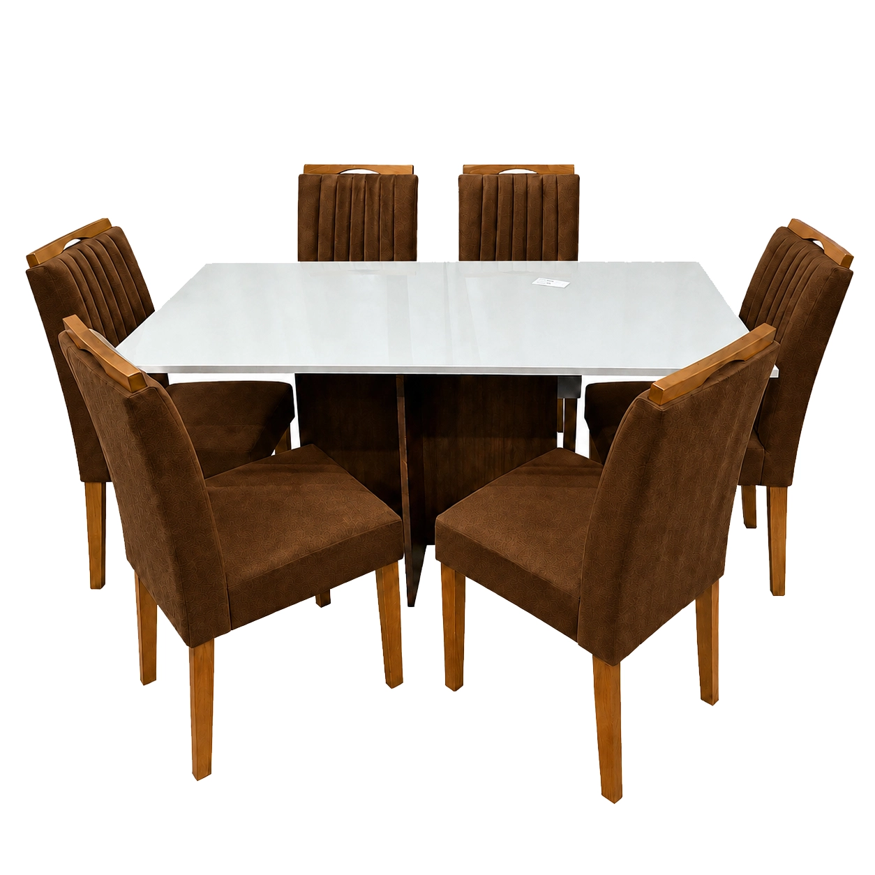 Mesa de Jantar Helo 160x90cm com Vidro e 6 Cadeiras Marselha em Veludo Estofadas Poliman - Imagem 8