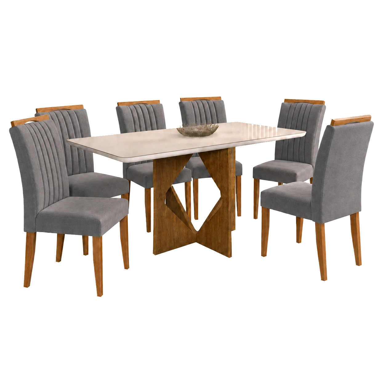 Mesa de Jantar Madrid 160x80cm com 6 Cadeiras Marselha em Veludo Estofadas Minas Plac - Imagem 4